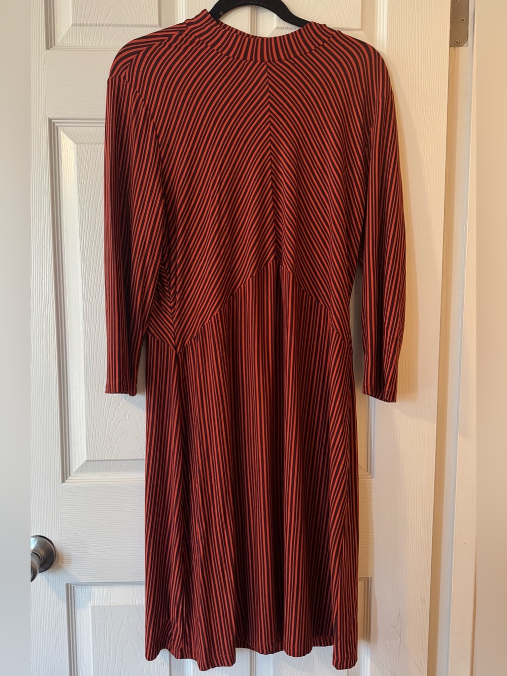 sahalie Long-Sleeve Striped Maxi Dress in Orange and Brown Sz XL